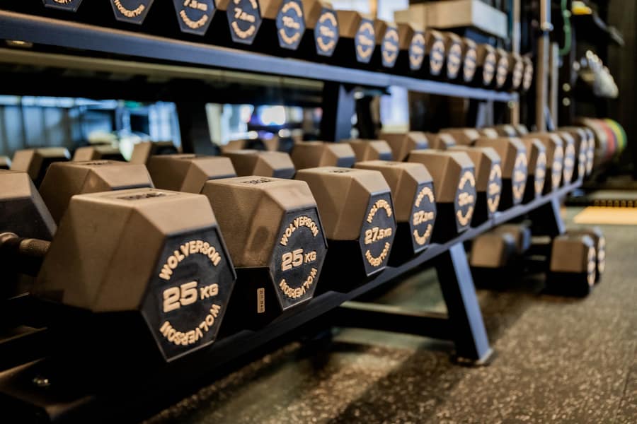Wolverson hex dumbbell rack at Effortless Gym Poole