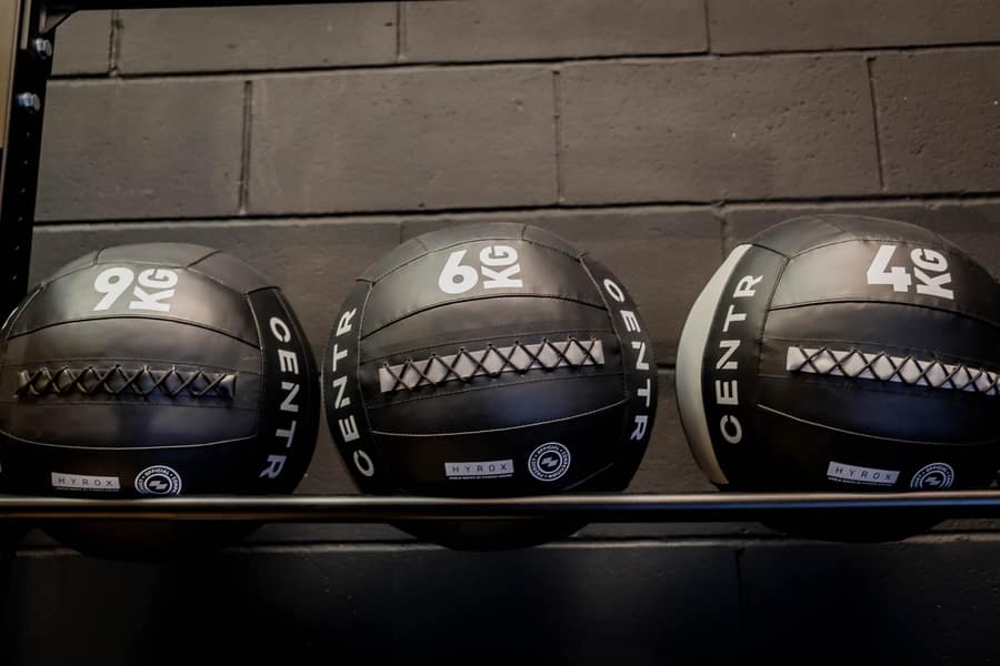 Official HYROX x Centr wall balls at Effortless Gym Poole